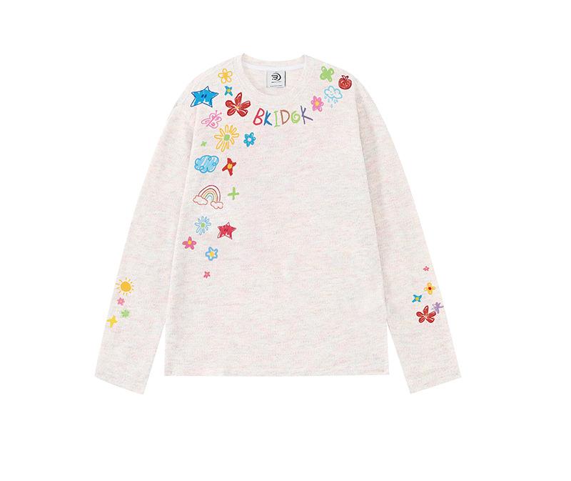 New American retro hand-painted graffiti summer women s sunscreen blouse colored thin bottoming shirt breathable top S