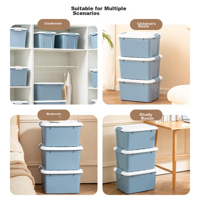Xitianlong Plastic Storage Box for Clothes, Snacks, And Toys Organization, Thickened Car Storage Box, 24L Light Blue, 1 Piece
