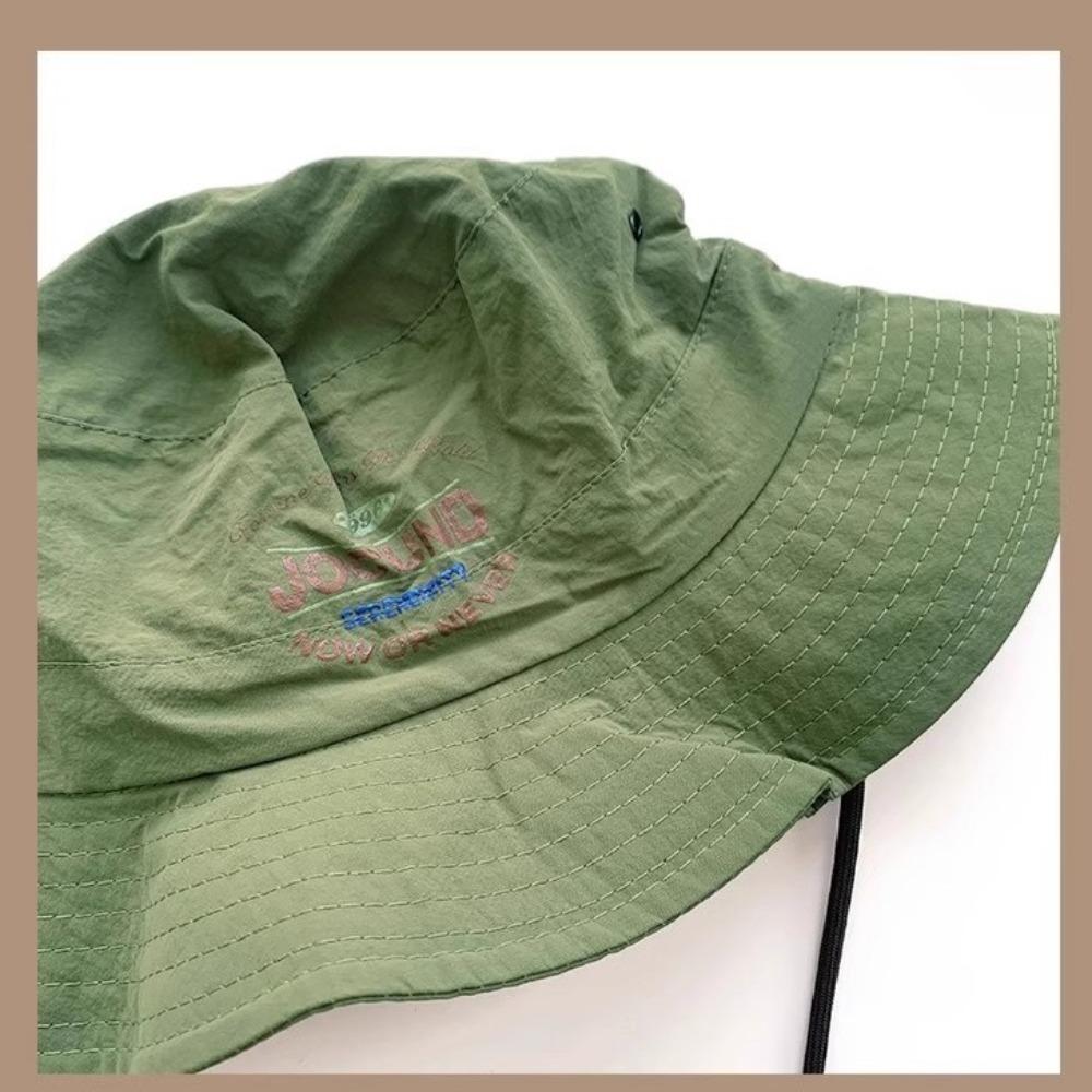 Chapeau de pêcheur en maille de nylon créatif Chapeau seau imperméable à séchage rapide pliable Chapeau de soleil souple Chapeau de soleil avec impression de lettres Sport