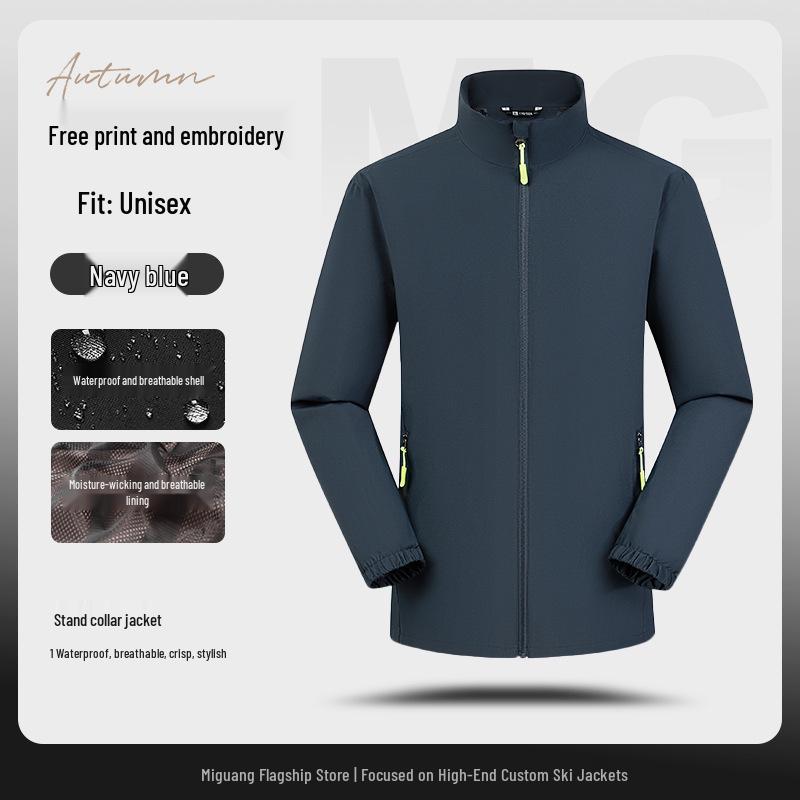 Men's Waterproof Windproof Mountaineering Jacket with Custom Logo Print - Durable Workwear for Companies and Groups