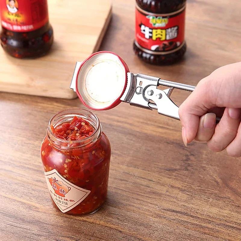 Nastavitelný multifunkční nerezový otvírák na láhve, sklenice, plechovky, kuchyňský nástroj, odolný, s lehkým úchopem, příslušenství