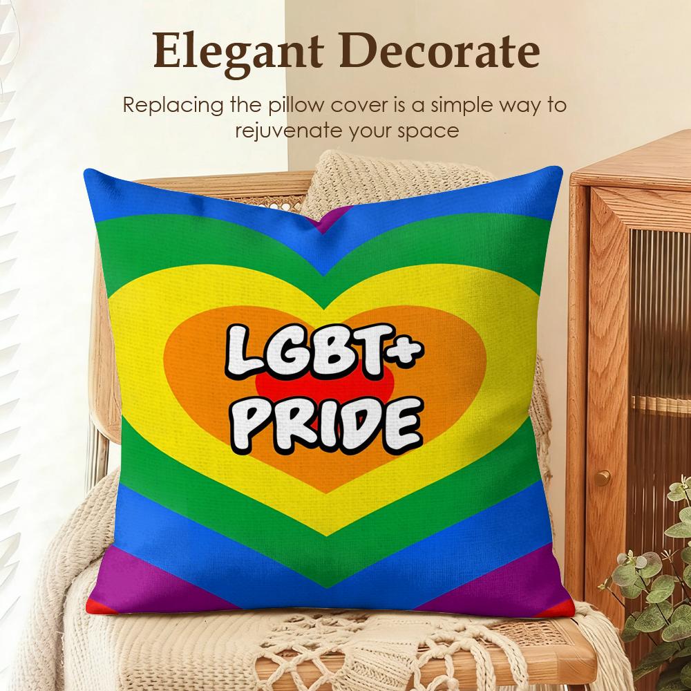 Cool Lgbt Pattern Cushion Cover Natural Linen Organic Fabric DoubleSided Printing Sofa Home Decor Gift Pillow Case