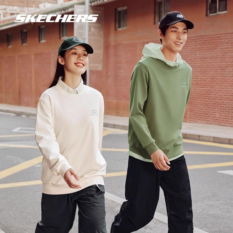 Skechers Comfortable Warm Round Neck Pullover Long Sleeve Sweatshirt Men sweatshirt Light-Brown L323U122-0046