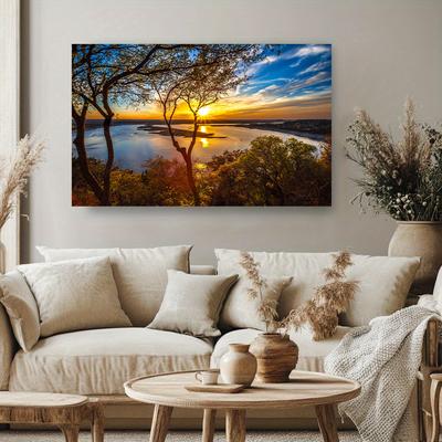 Sunrise Forest Wall Art Canvas Painting Moderno paesaggio naturale Poster e stampe Immagini a parete per soggiorno Decorazioni per la casa