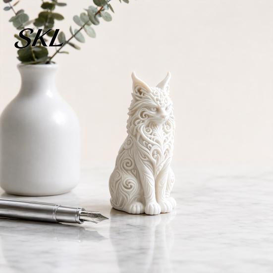 Modern Cat Desktop Accessory 3D Printed Maine Ornaments, Figurine for Table Decor, Cool Non-tip Ornament Sculpture with Intricate Details, Gifts