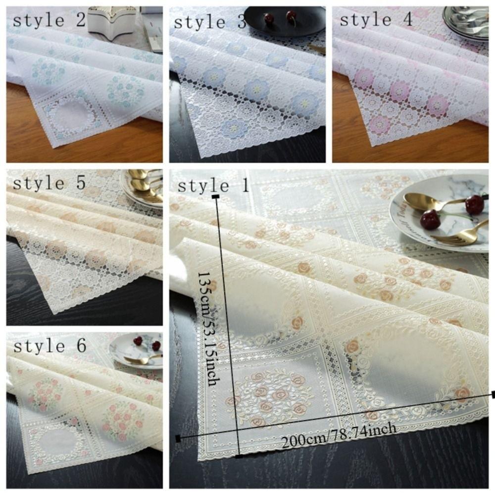 Floral Patterned Waterproof PVC Tablecloth Washable Oil Proof Table Cover Stain Resistant Erasable Table Mat Dining Tables