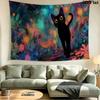 Black Cat Wall Tapestry Aesthetic Wall Hanging Printed Fabric Blanket Decorative Tapestries for Bedroom Living Room Home Decor