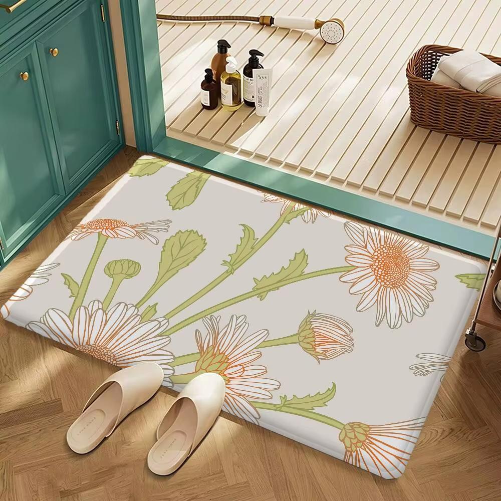 Green Doormat Floral Ink Painting Carpet Welcome Mat Outdoor Carpet Soft Living Room Carpet Rug For Bedroom Home Decorati