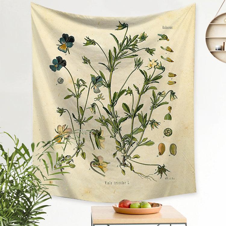 

Home Decor Floral Tapestry Wall Hanging Wildflower Plant Vertical Bedroom Living Room Fabric 85X75CM