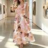 Sleeveless Bohemian Summer Dress,Abstract Art Series,Vibrant Brushstroke,Lightweight Fabric,Flowy Swing Hem,Flattering Slimming,Casual Daily Outfits