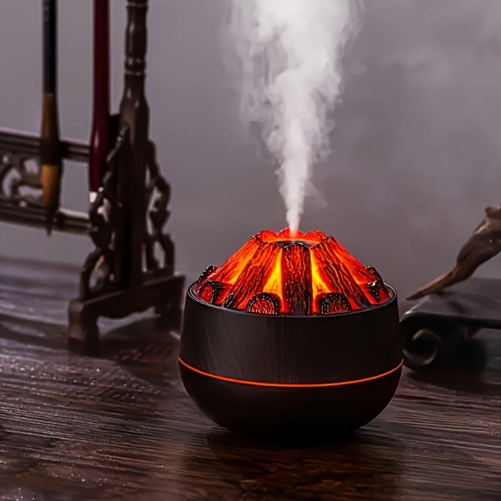 Creative Flame Wood Grain Humidifier 300ml Capacity Indoor Aromatherapy Machine Desktop