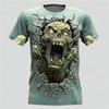 New Halloween Weird Skull Print Casual Crew Neck Short Sleeve Loose T-Shirt