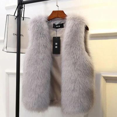 Autumn Winter Women Fur Vest Cotton Fur Vest Female Waistcoat Faux Fox Fur Jackets Large Size Thickened Warm Sleeveless Outerwear Top