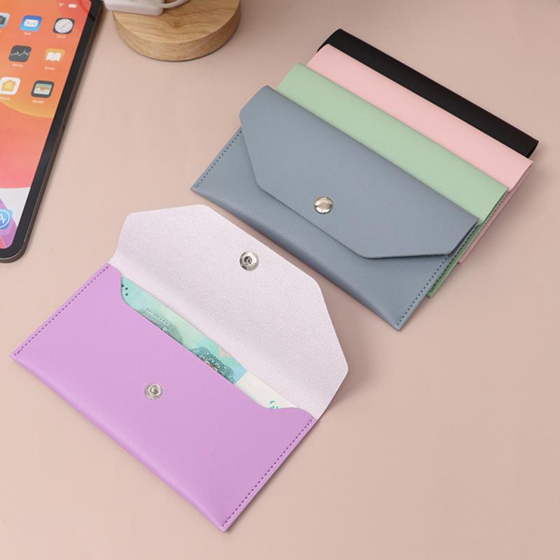 Ultra-Thin Cash Envelope Wallet For Male Female Wear-Resistant Pu Leather Money Binder Organizer Waterproof Money Pouch Holder