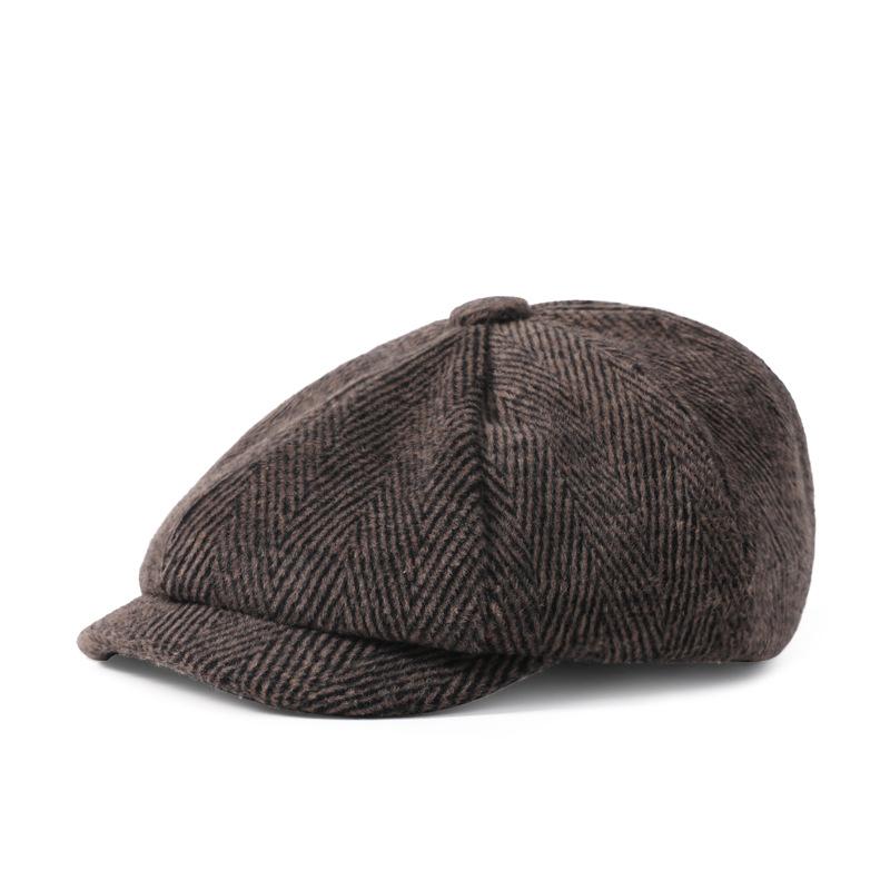 Bavlněný baret Pánská malířská čepice Newsboy čepice Klobouk Rybí kost Osmihranný klobouk