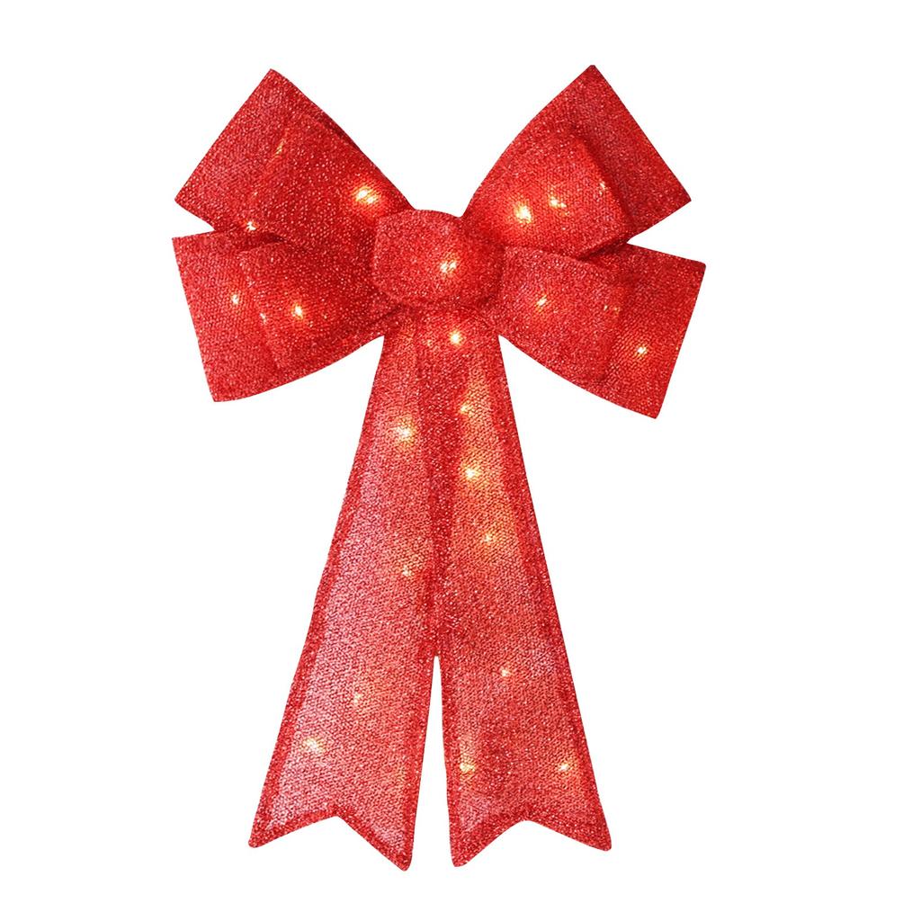 Bow Pre-assembled Christmas Bow Decoration, Indoor/Outdoor LED Holiday Decoration, Outdoor Battery Box