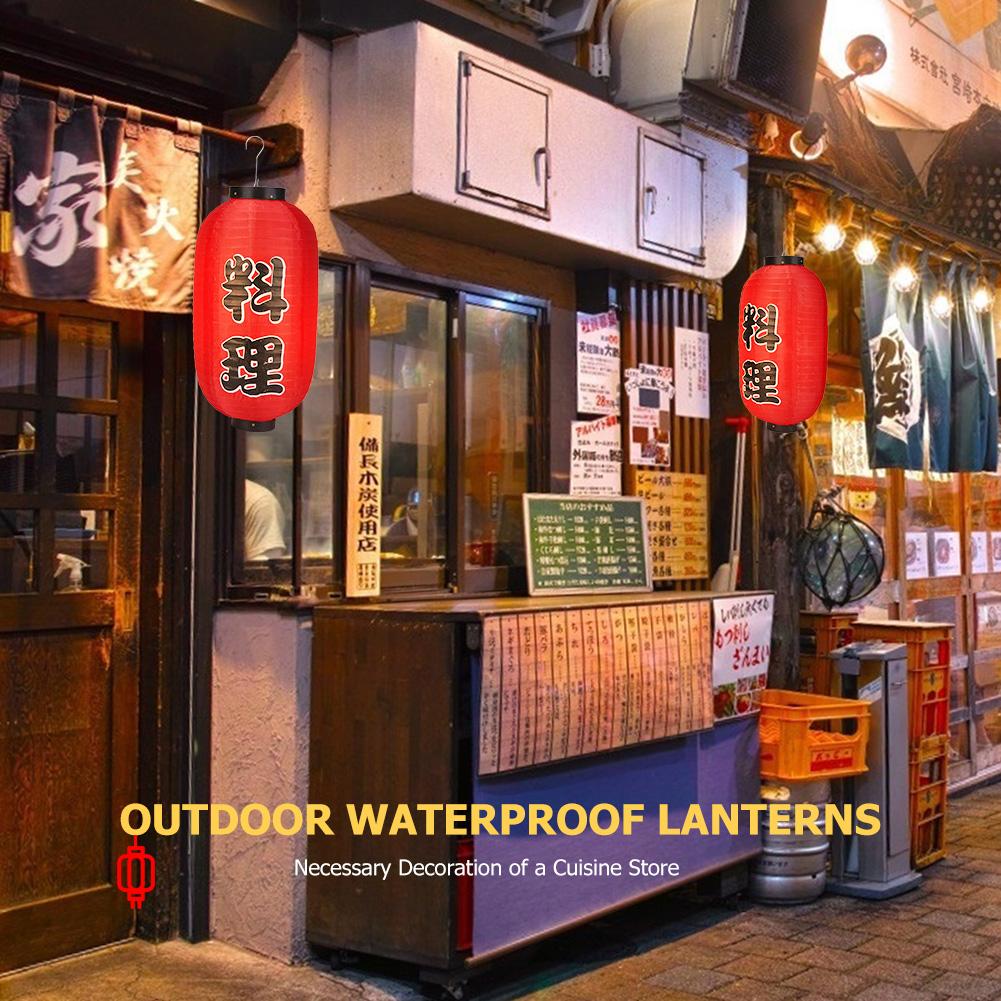 10 inch Printing Hanging Lantern Japanese 2/4pcs Decorations Lantern Lamp Traditional Red Waterproof Cloth for Party Bar Decor