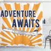 Airport Shower Curtain,Aviation Themed Illustration Of Parked Airplanes Landed In Airfield,Polyester Fabric Bathroom Curtain Set