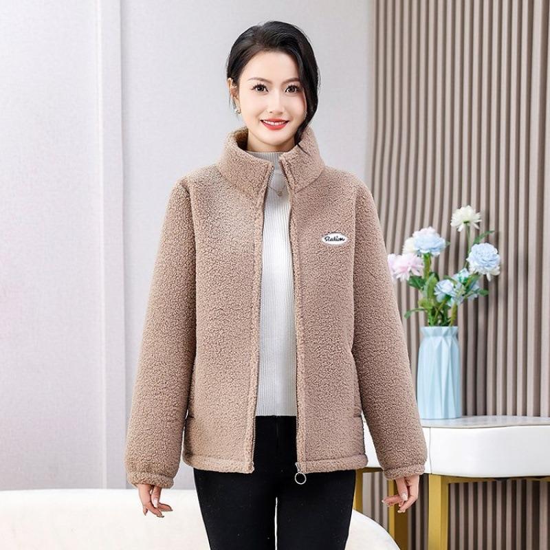 Fleece thickened cotton-padded clothes granular lamb warm winter new loose large size top coat women