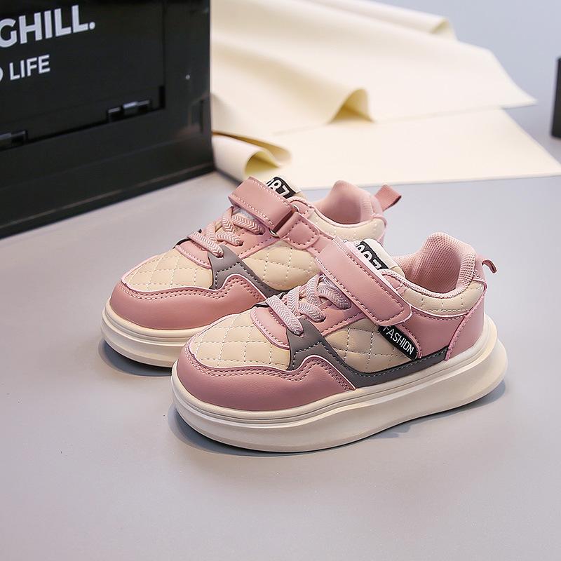Children's two-tone sports shoes2026New autumn leather casual shoes for boys and girls, trendy running shoes for older children
