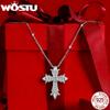WOSTU Моісанітовий Хрест Кулон Намисто для Жінок Чоловіків, Unsix для Віруючих Срібло SS925 Справжній Моісаніт Акцент Ювелірні Вироби Сім'я