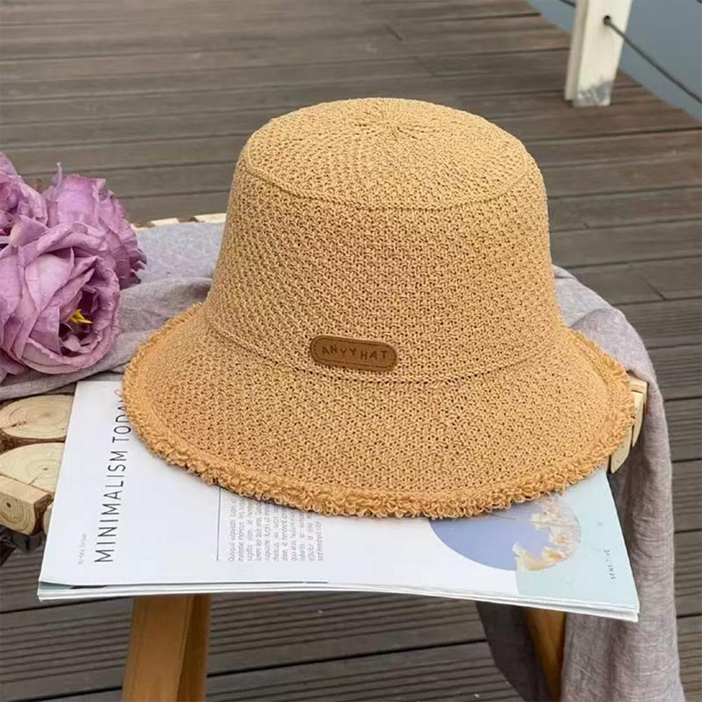 Hollow Out Grass Woven Fisherman's Hat Summer Outdoor Leisure Beach Hats Ladies' Casual Sunscreen Cap Travel Caps