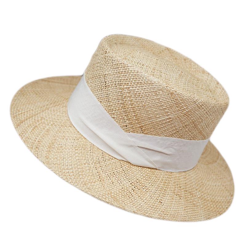 French Retro Natural Treasure Grass Flat Top Top Top Hat Women'S Summer Korea Dongdaemun Foreign Trade Export Panama Sunshade Straw Hat