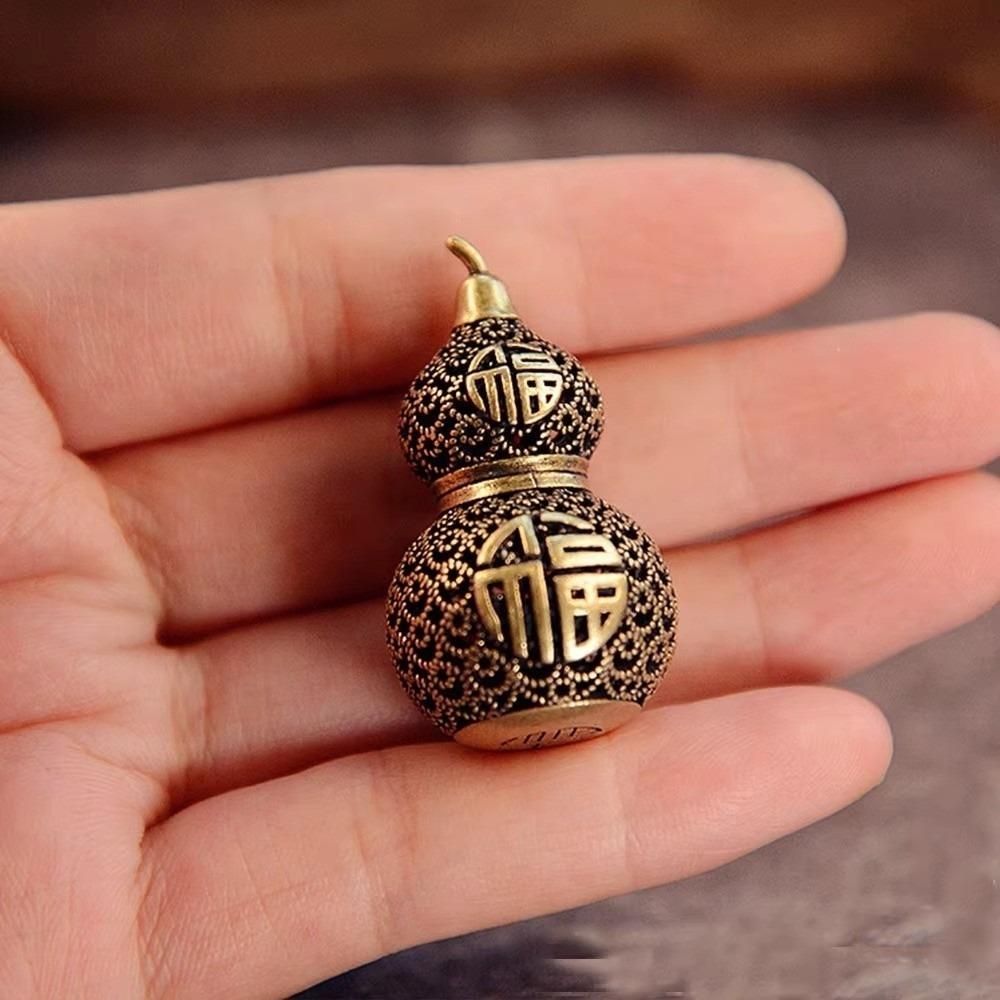New Hanging Brass Gourd Hollow Relief Craft Good Luck Charm Fengshui Ornament Home Decor