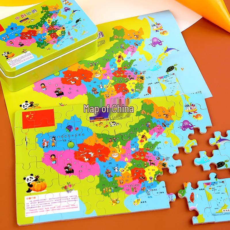 

Magnetic Wooden China Map Puzzle in Tin Box - 3D Educational Toy for Kids