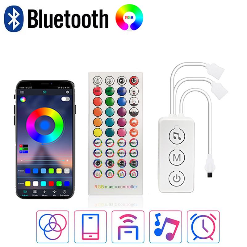 

Bluetooth RGB Controler 12V 4 Pin RGB Led Controller Music Sync RGB Led Lights Color Changing Smart Controller With Remote Remote no battery