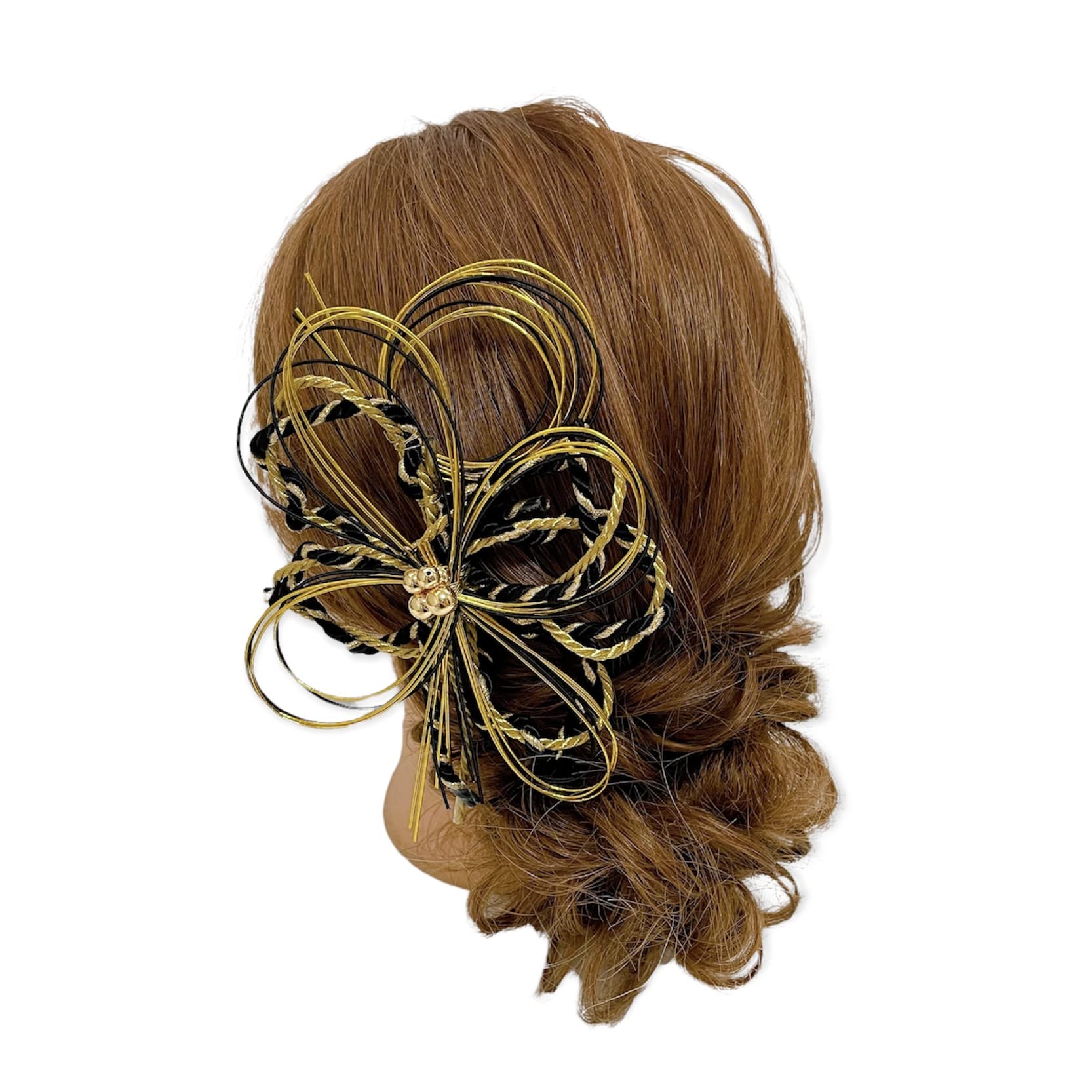 

Mizuhiki Hair Ornament, Gold and Black, for Japanese Traditional Wear, Headpiece, Coming-of-Age Ceremony, Graduation Ceremony, Wedding, Furisode,