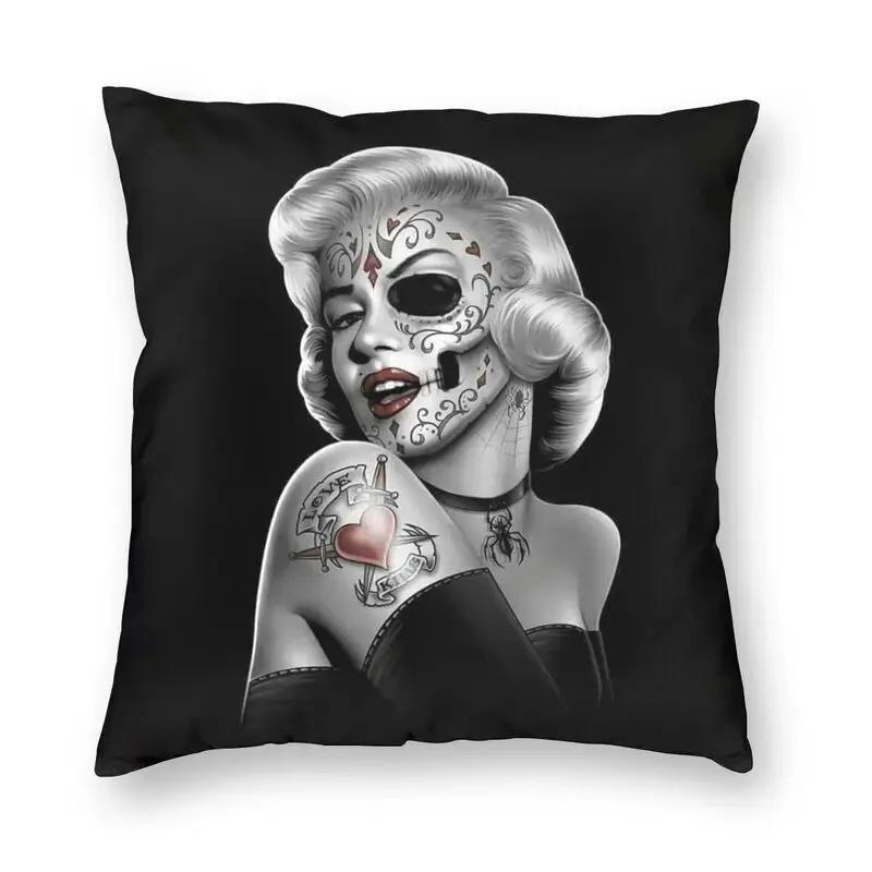 Sugar Skull Halloween Cushion Cover Double Side 3D Print Day Of The Dead Cartoon Girl Floor Pillow Case for Car Pillowcase