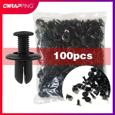 100pcs Car Fastener Clips Hole Auto Plastic Rivets Fasteners Screw Car Bumper Fender Black Rivet Accessories Auto Fastener Clips
