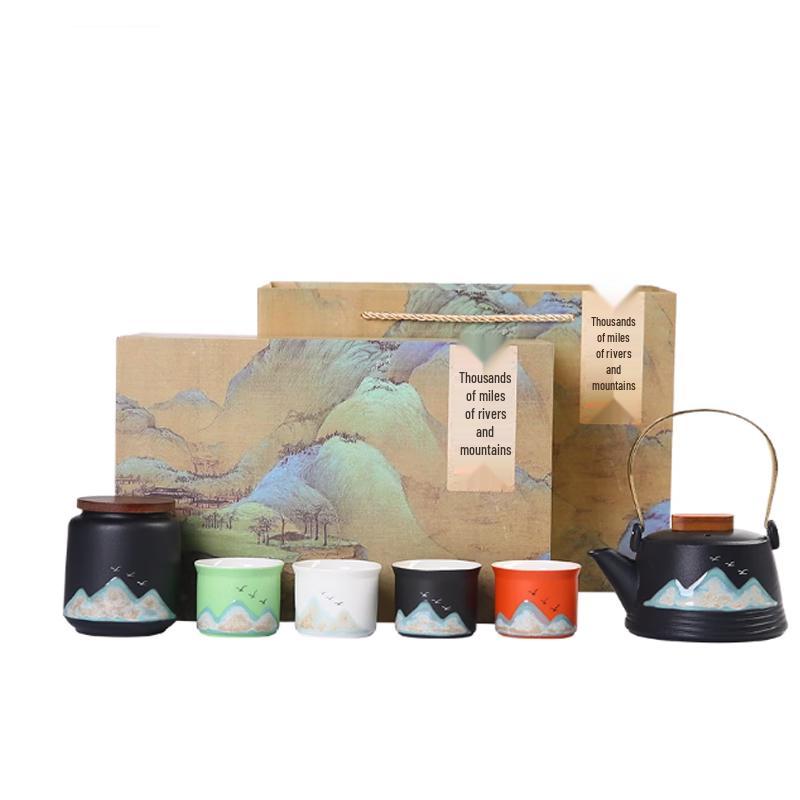Traditional Chinese Ceramic Kung Fu Tea Set with Tray
