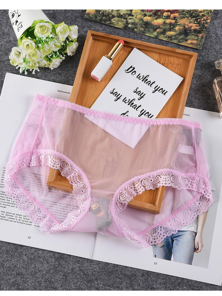 Ropa Interior Femenina  Underwear Women Panties Large Size 3XL Soft Lace Mesh Fully Transparent and Thin Sexy Panties Lingerie