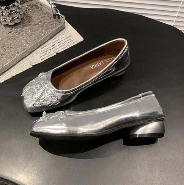 

Модные туфли-бабочки, женские балетки с квадратным носком, слипоны, балетки, ленивые лоферы, мокасины, женская повседневная удобная обувь, смешанные заказы 40 серебряный