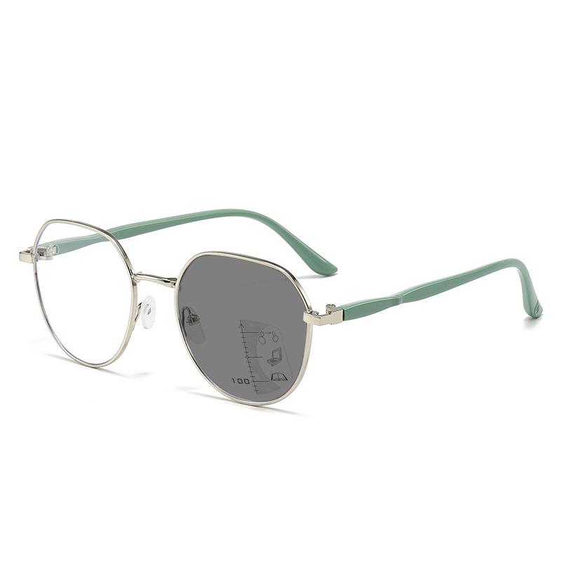 

Модные новые фотохромные мультифокальные очки, модные очки для чтения, меняющие цвет, винтажные круглые солнцезащитные очки для пресбиопии +1,0+3,5 3.5 зелёный