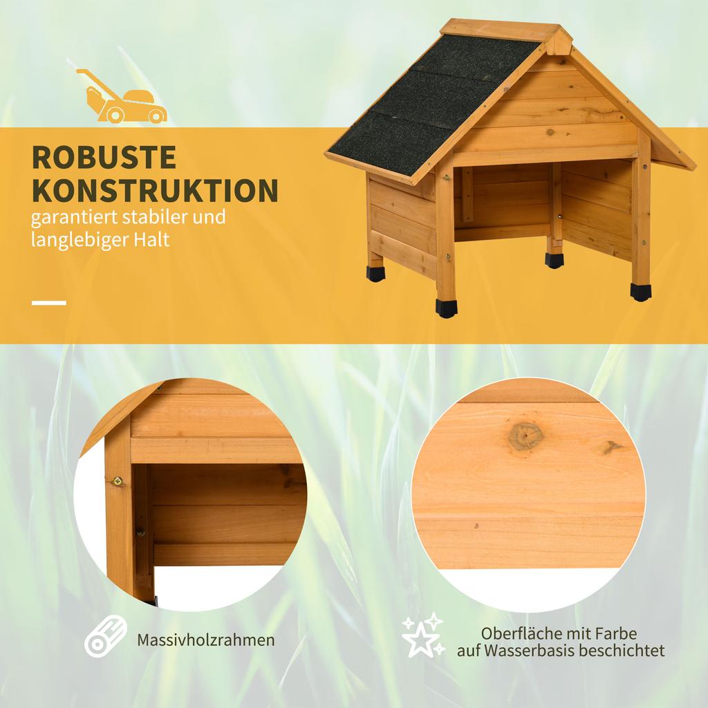 Garage in Legno per Tosaerba Robot Tosaerba Robotico Garage Tettoia per Tosaerba Robotico Protezione Sole e Pioggia Giallo 75 x 76 x 70 cm
