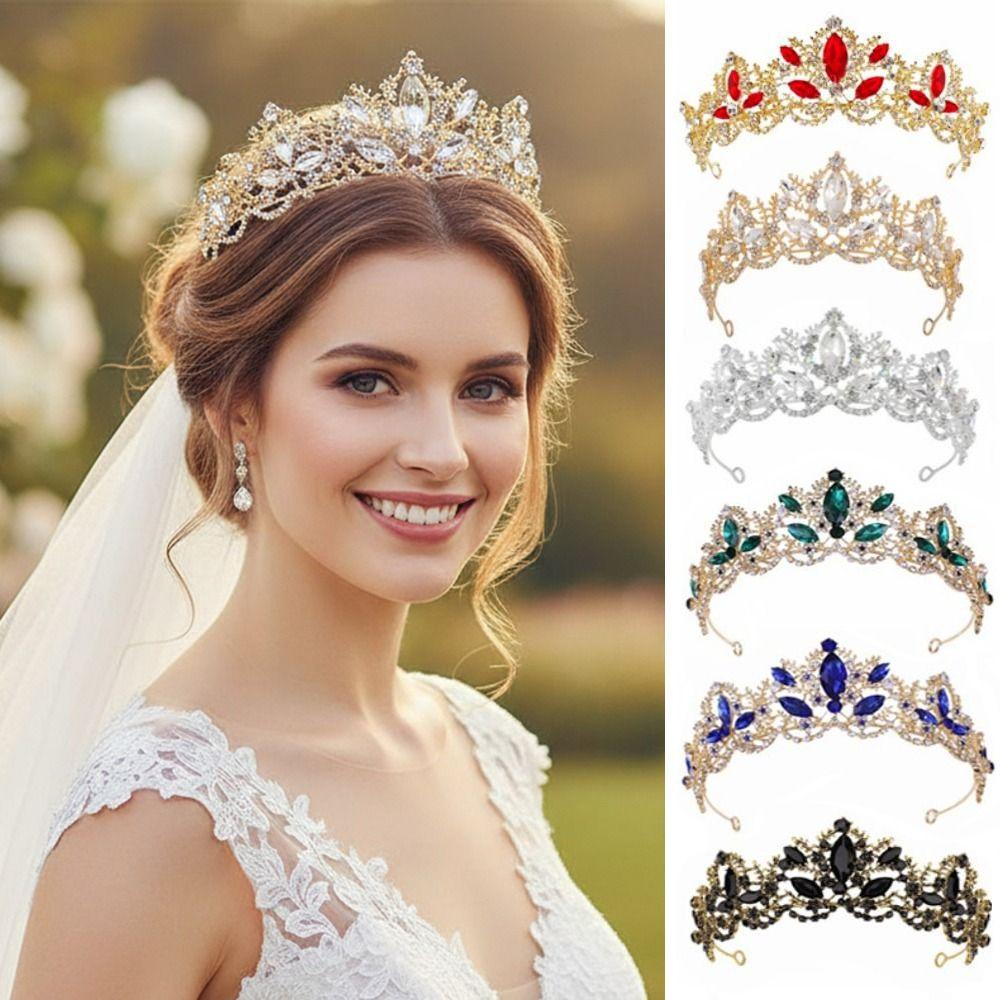 Elegant Bridal Princess Crown Luxury Rhinestone Diadem Women Hair Hoop  Wedding Hair Accessories