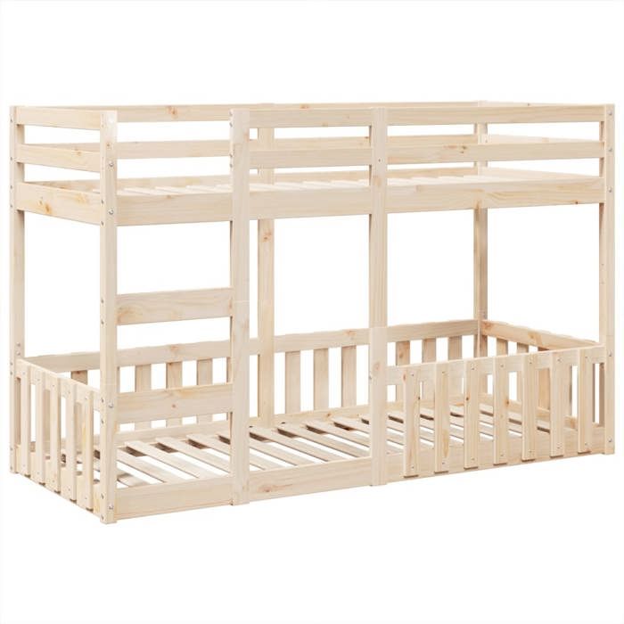 VidaXL Lit superposé 75x190 cm Bois de pin massif, cadre de lit superposé bas, meubles de chambre à coucher, cadre de lit 3308595