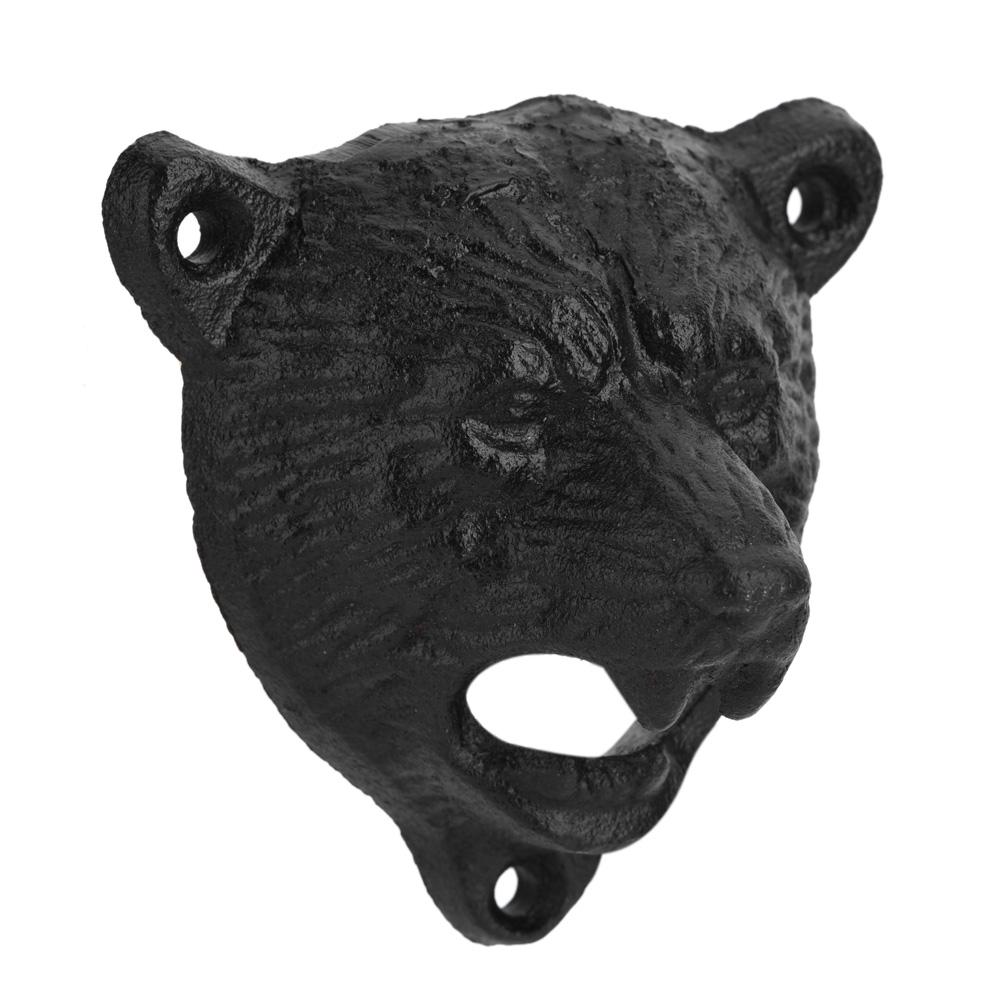 1Pc Cast Iron Bear Shape Wall Mounted Beer Soda Glass Bottle Cap Opener Kitchen Bar Tools Hot