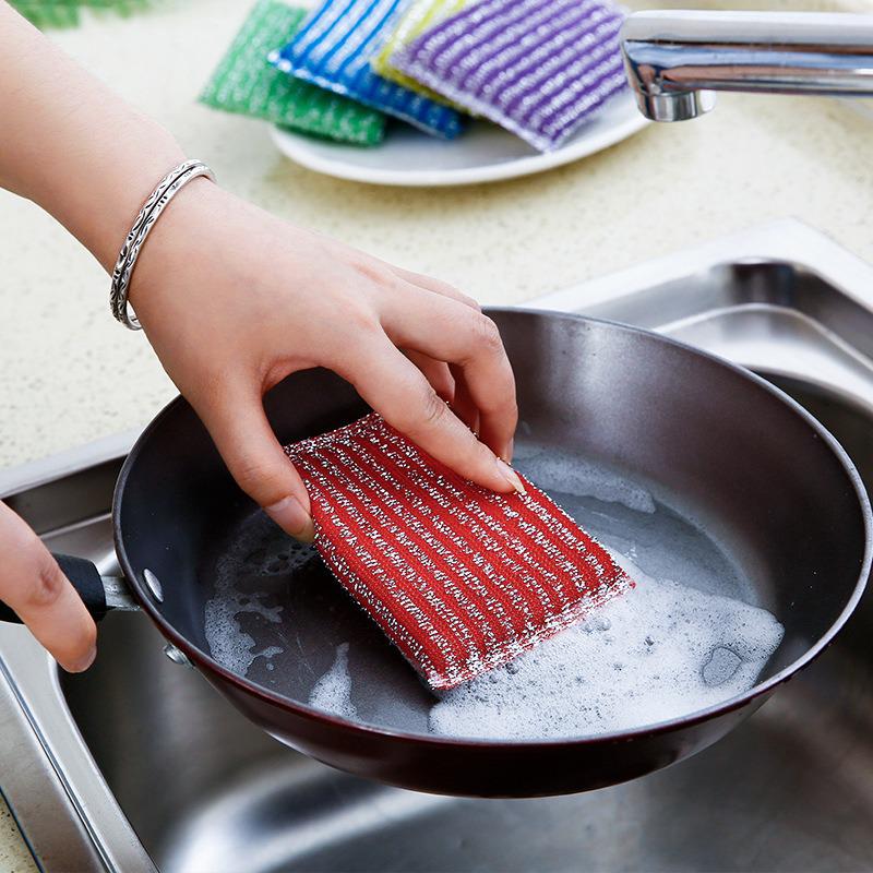 Magic Sponge Wipe: Durable Steel Wire Dishwashing Sponge for Stain & Oil Film Removal