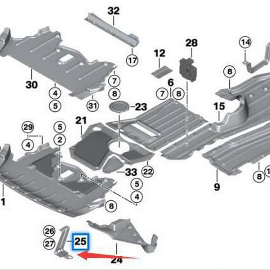 BMW X6 E71 Engine Compartment Screen Bracket (Part #51717188835/51717188836)