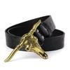 Men'S Belt Light Luxury Belt Men'S High-End Sense Bull'S Head Button Belt Men'S Trendy Men Can