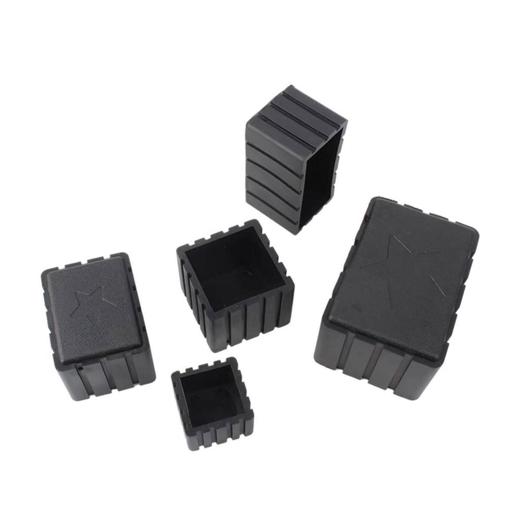 Square Rubber Black Chair Leg Caps Protector Pads Pipe Plugs Non-slips Table Foot Dust Cover Socks Floor Furniture Accessories