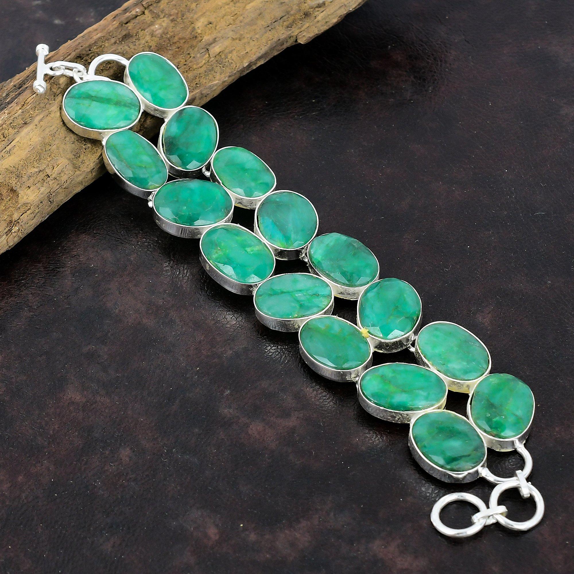 

Подарочный ювелирный браслет из стерлингового серебра 925 пробы с бразильским изумрудом длиной 8 дюймов