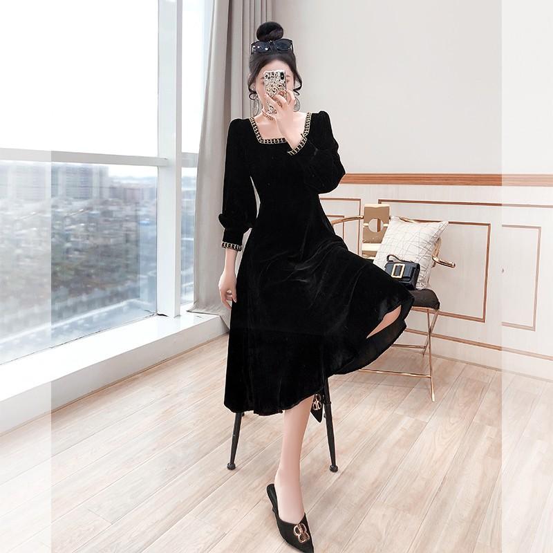 French Evening Dress Women's New Black Temperament Light Luxury Host Dress Can Usually Be Worn