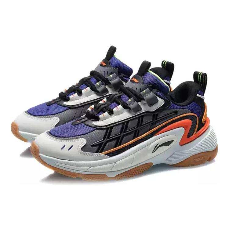New LiNing Nebula Cushioning Anti Slip And Wear Resistant Low Top Sports Casual Shoes Men's White Blue Orange AGCR005-1