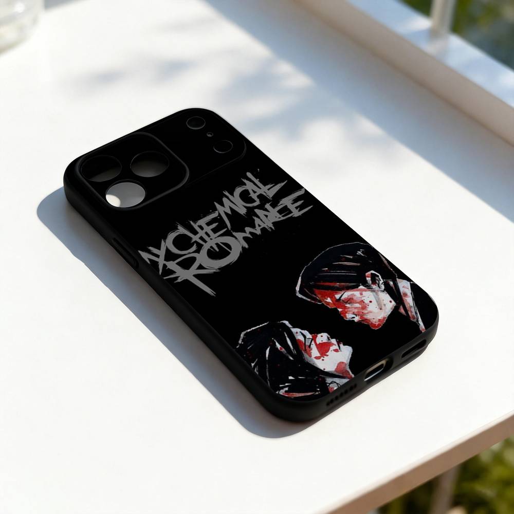 My Chemical R-Romance Band For iPhone 17,16,15,14,13,12,11,Pro,Max,Plus,E,SE4,Air,Mini Black Soft Cover Phone Case