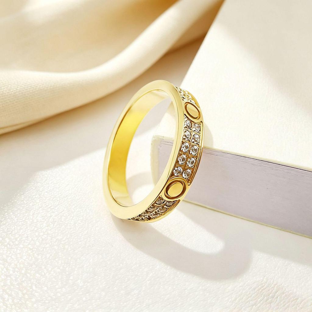 18K Rose Gold Plated Couple Rings: Starry Design, Wide & Narrow Bands, Plain & Nail Style for Men & Women